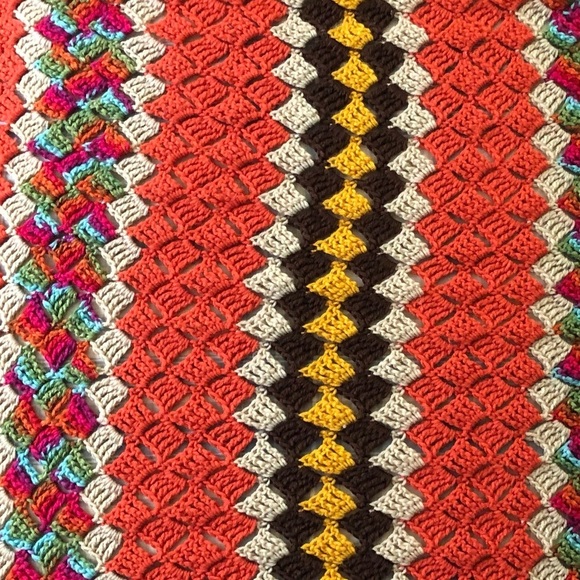 Granny blanket hand knit Vintage Square Afghan Throw Blanket  Multi Colour - Picture 6 of 9